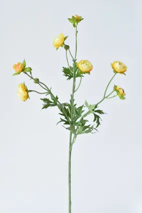 22" Faux Mini Yellow Ranunculus Stem