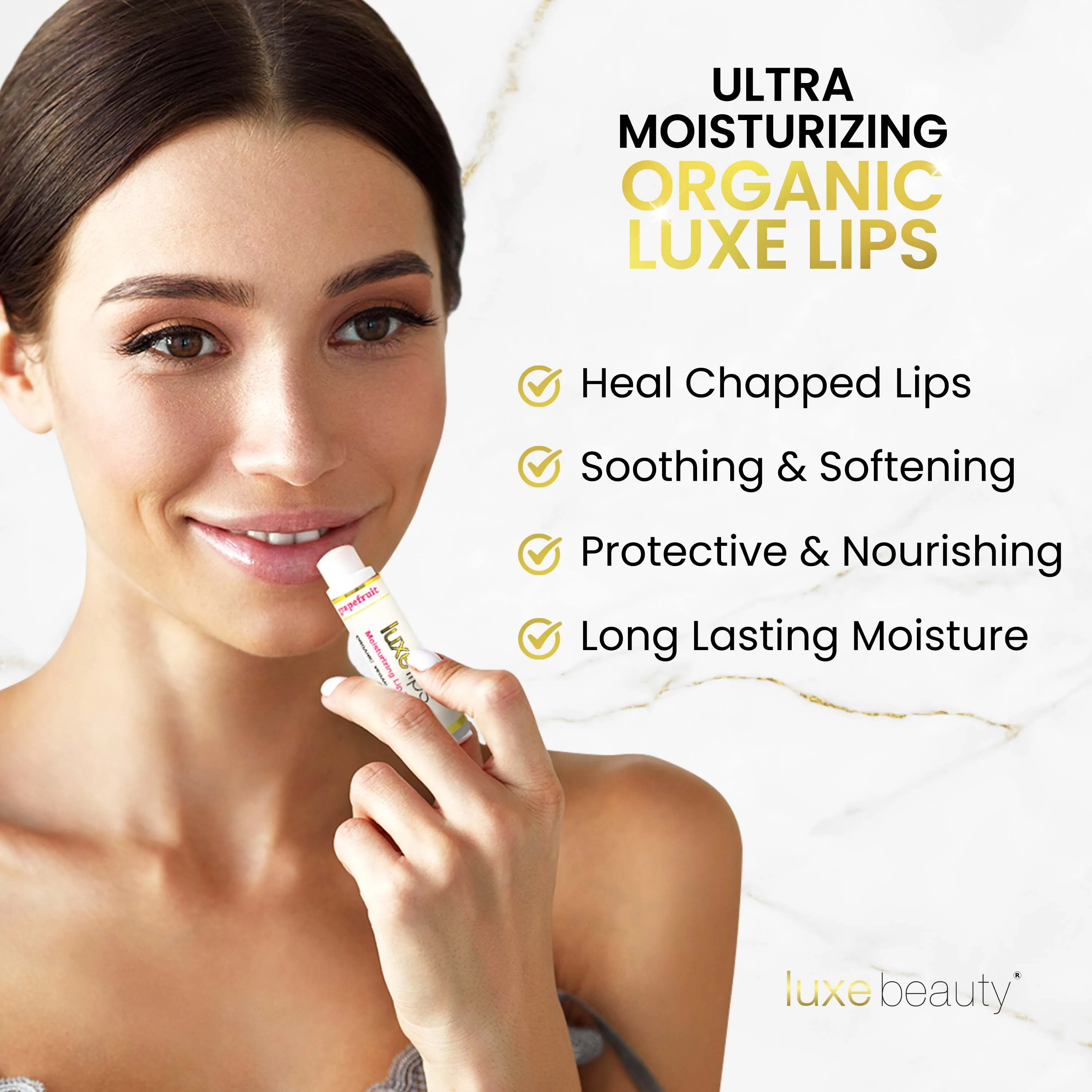 Beeswax Free, Nut Free Lip Balm - Luxe Lips - Grapefruit Scent