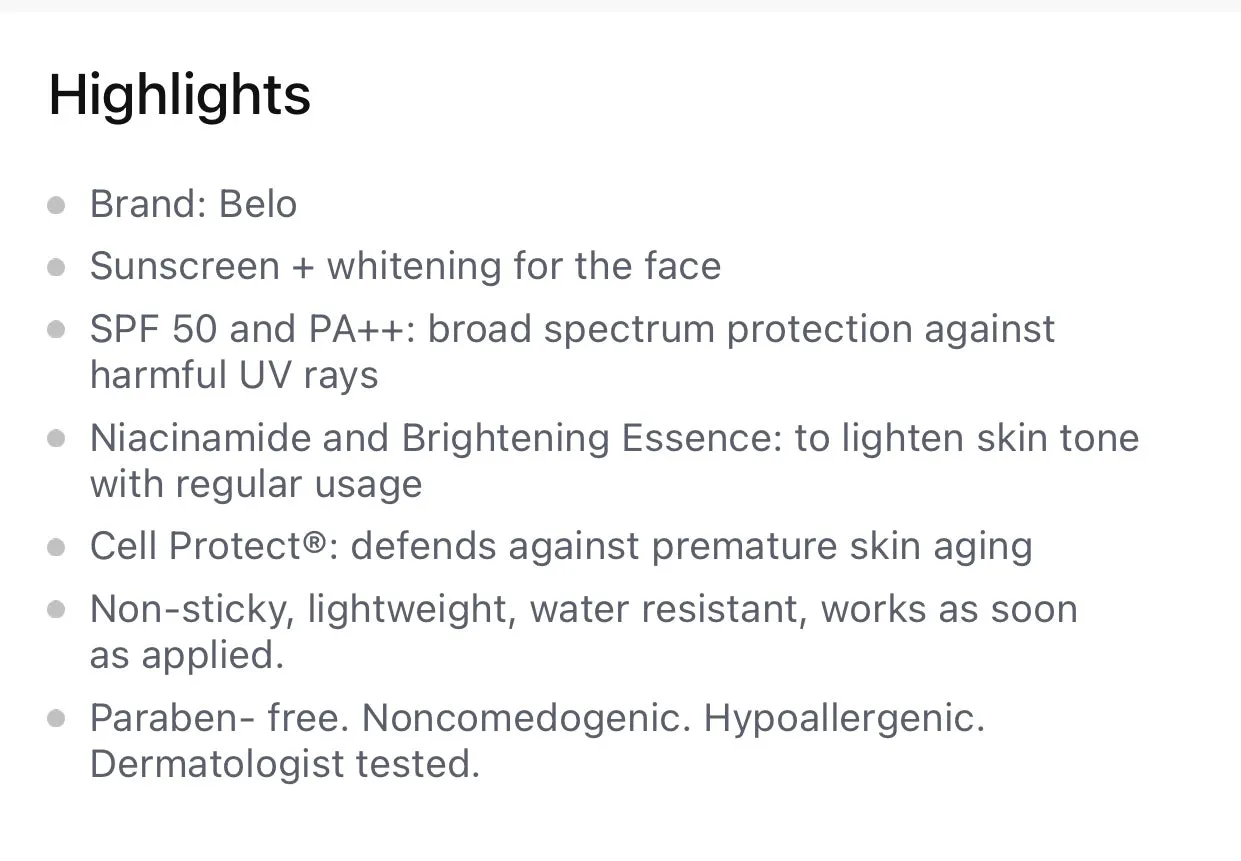 Belo SunExpert Whitening Sunscreen SPF50 50mL