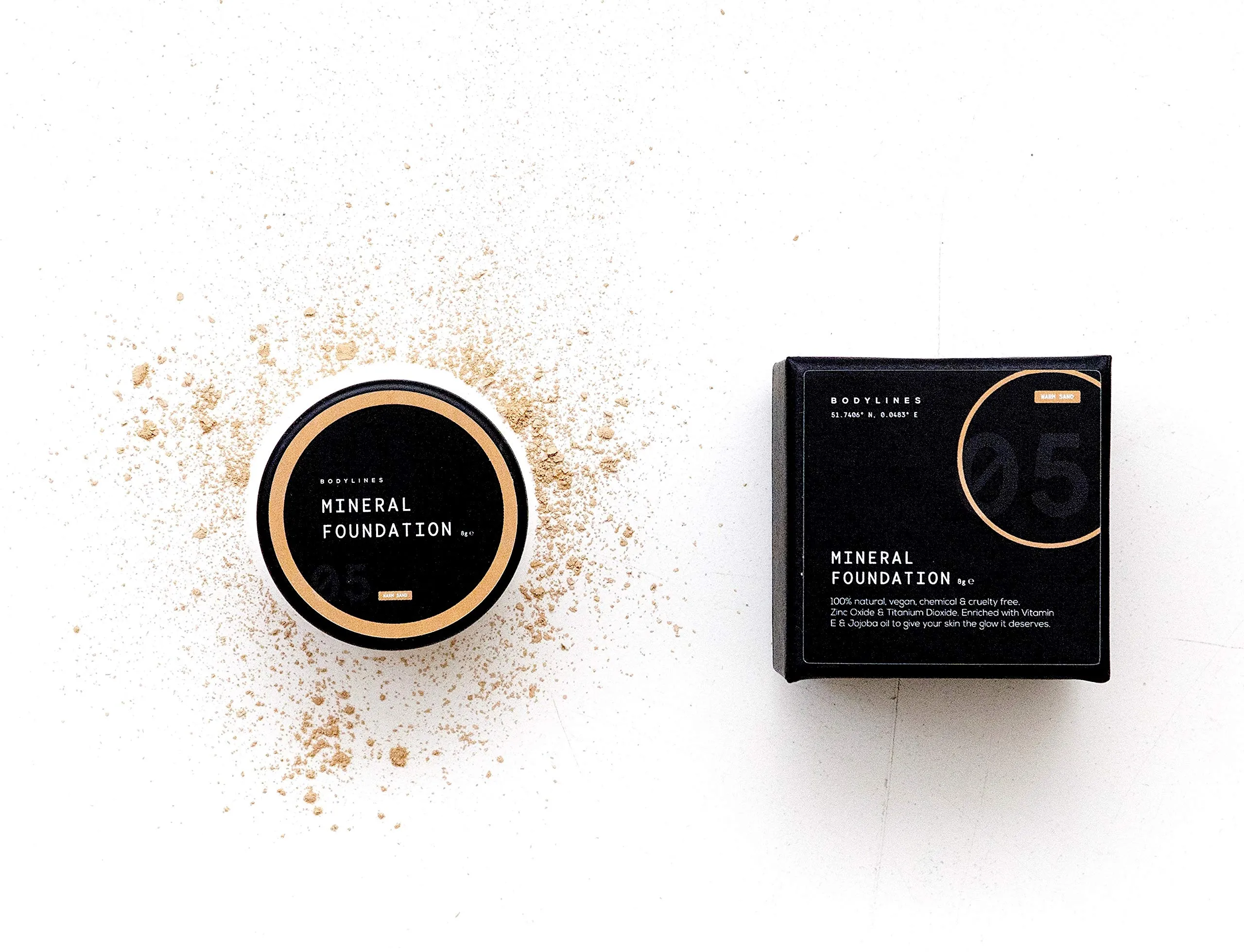 Bodylines Loose Powder Mineral Foundation, 100% Natural, Vegan, Chemical & Cruelty Free (Warm Sand) 10g Warm Sand