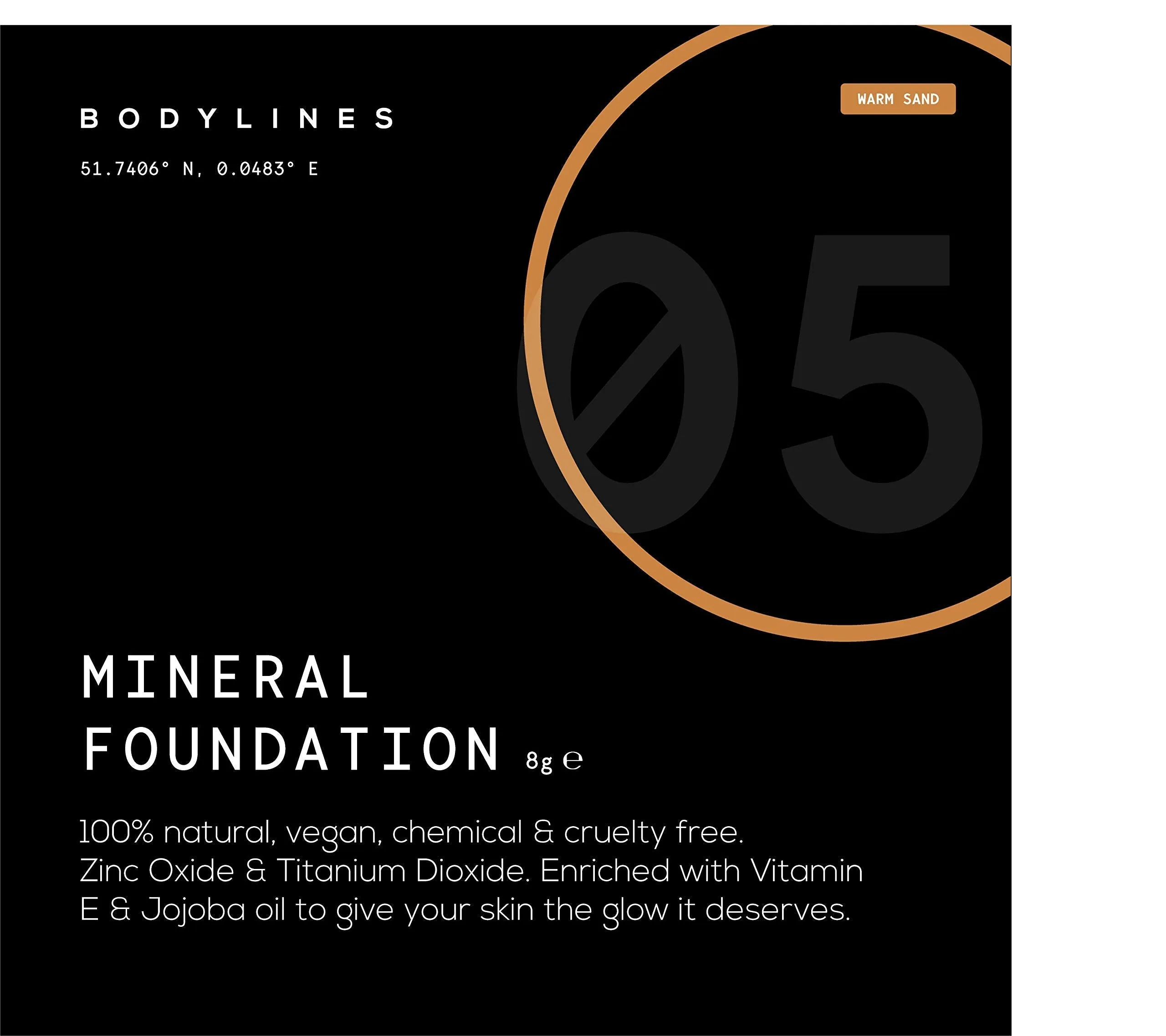 Bodylines Loose Powder Mineral Foundation, 100% Natural, Vegan, Chemical & Cruelty Free (Warm Sand) 10g Warm Sand