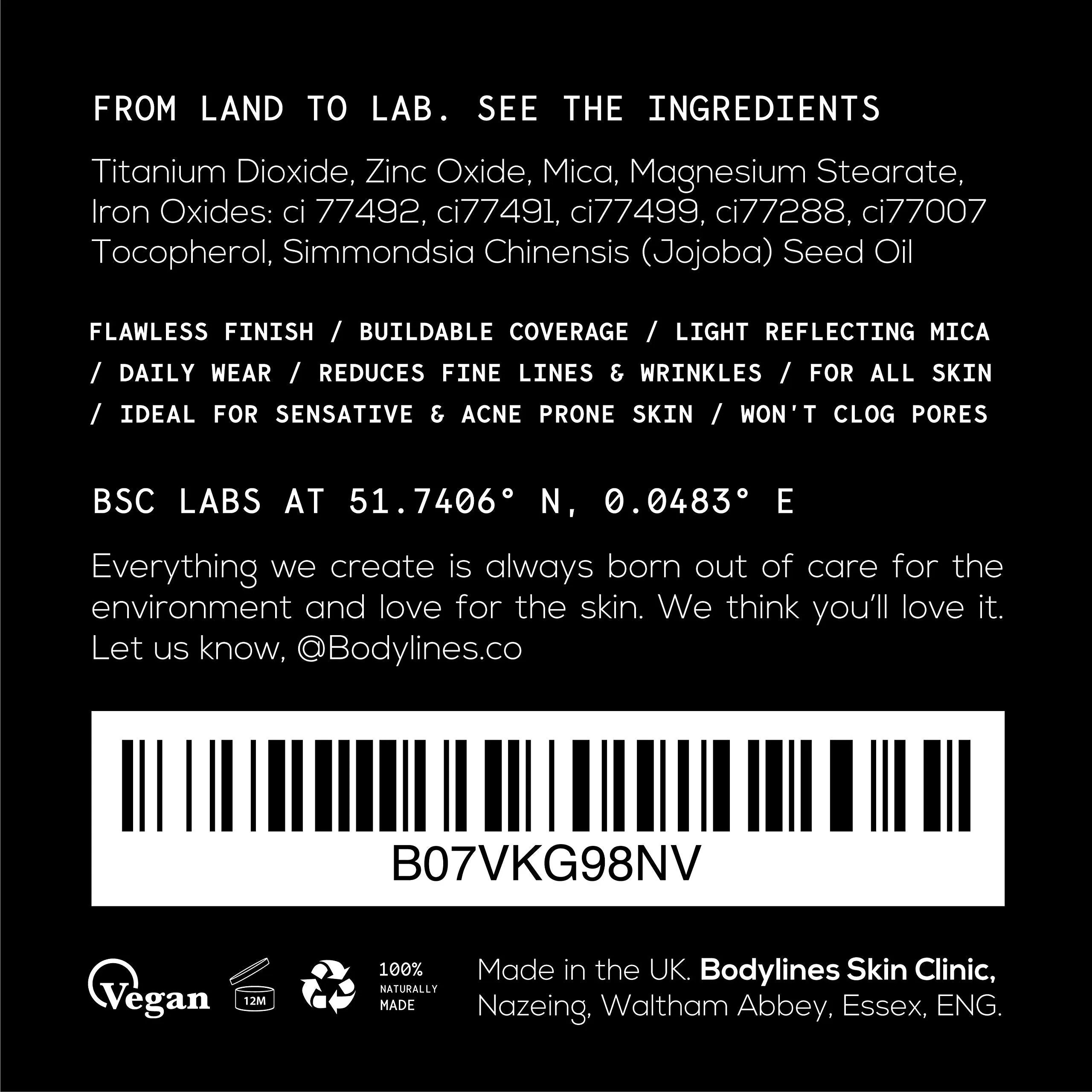 Bodylines Loose Powder Mineral Foundation, 100% Natural, Vegan, Chemical & Cruelty Free (Warm Sand) 10g Warm Sand