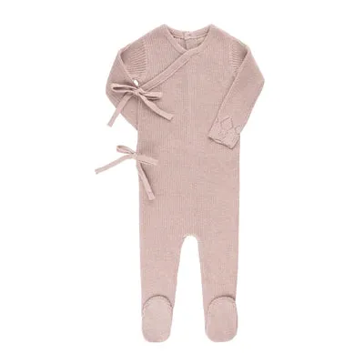 Diamond Knit Footie - Soft Blush