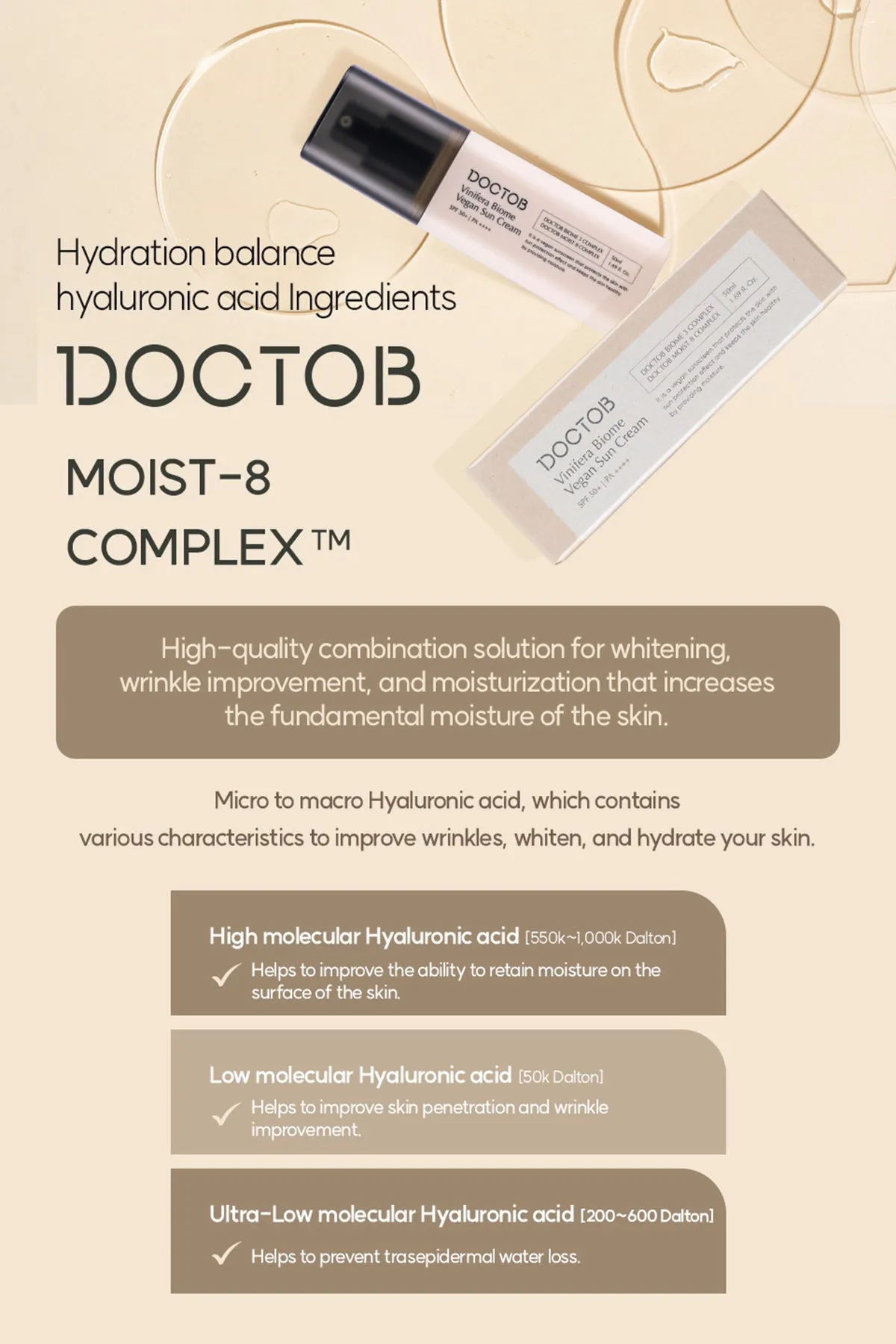 DOCTOB Vinifera Biome Vegan Sun Cream SPF 50  PA      50ml Healthy Sunscreen