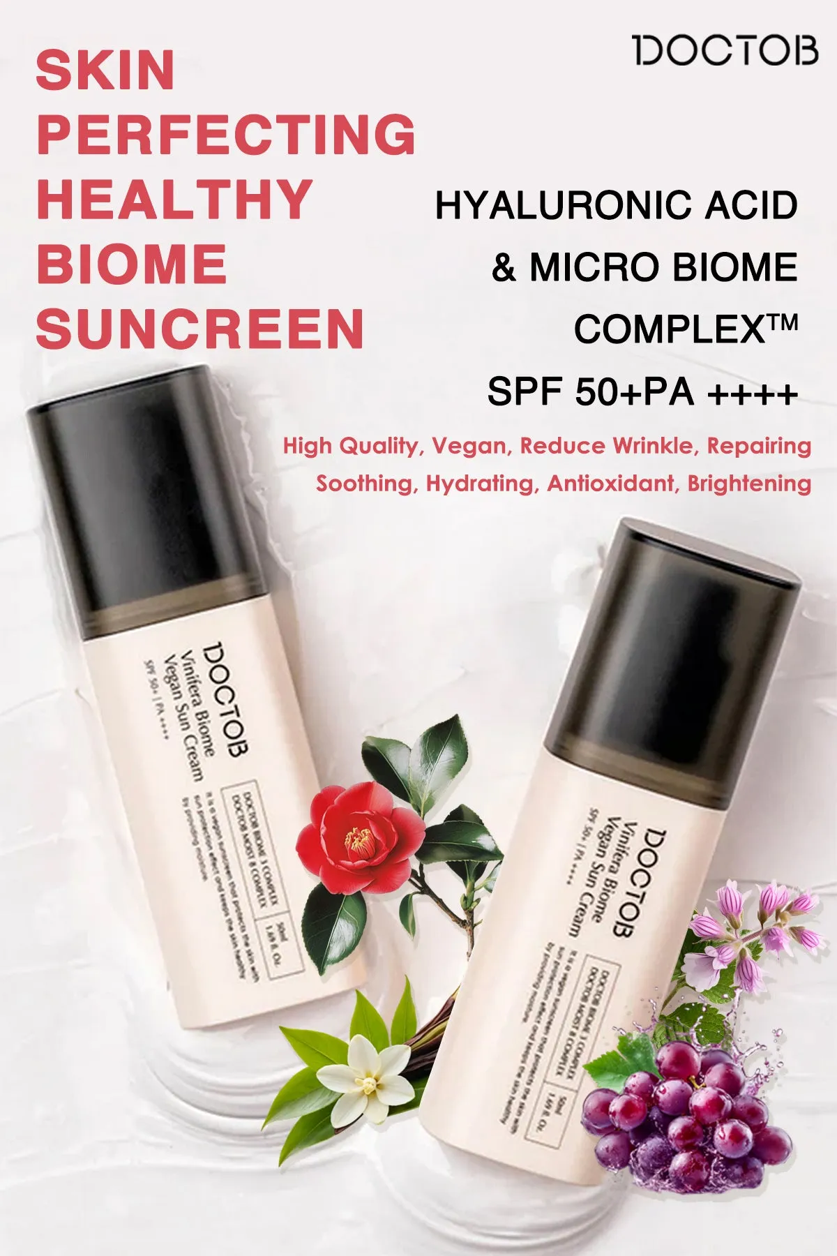 DOCTOB Vinifera Biome Vegan Sun Cream SPF 50  PA      50ml Healthy Sunscreen