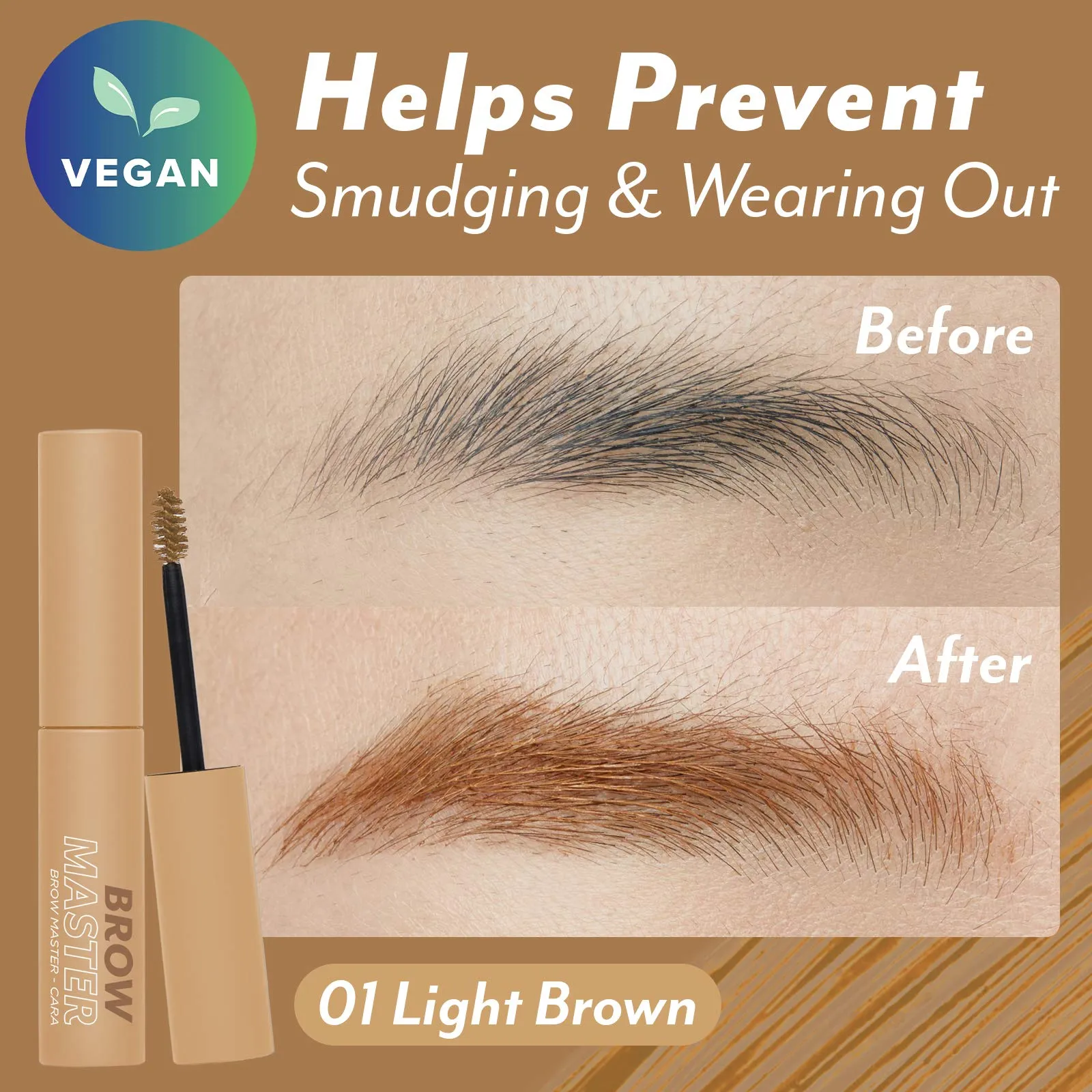 I'M MEME Brow Master-cara | 01 Light Brown | Fixing & Setting Eyebrow Gel for Full Tinted Eyebrows | K-beauty