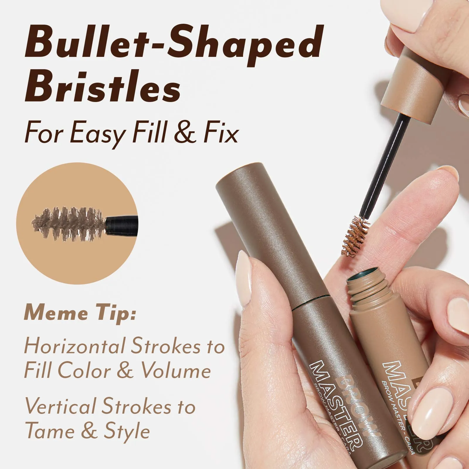 I'M MEME Brow Master-cara | 01 Light Brown | Fixing & Setting Eyebrow Gel for Full Tinted Eyebrows | K-beauty