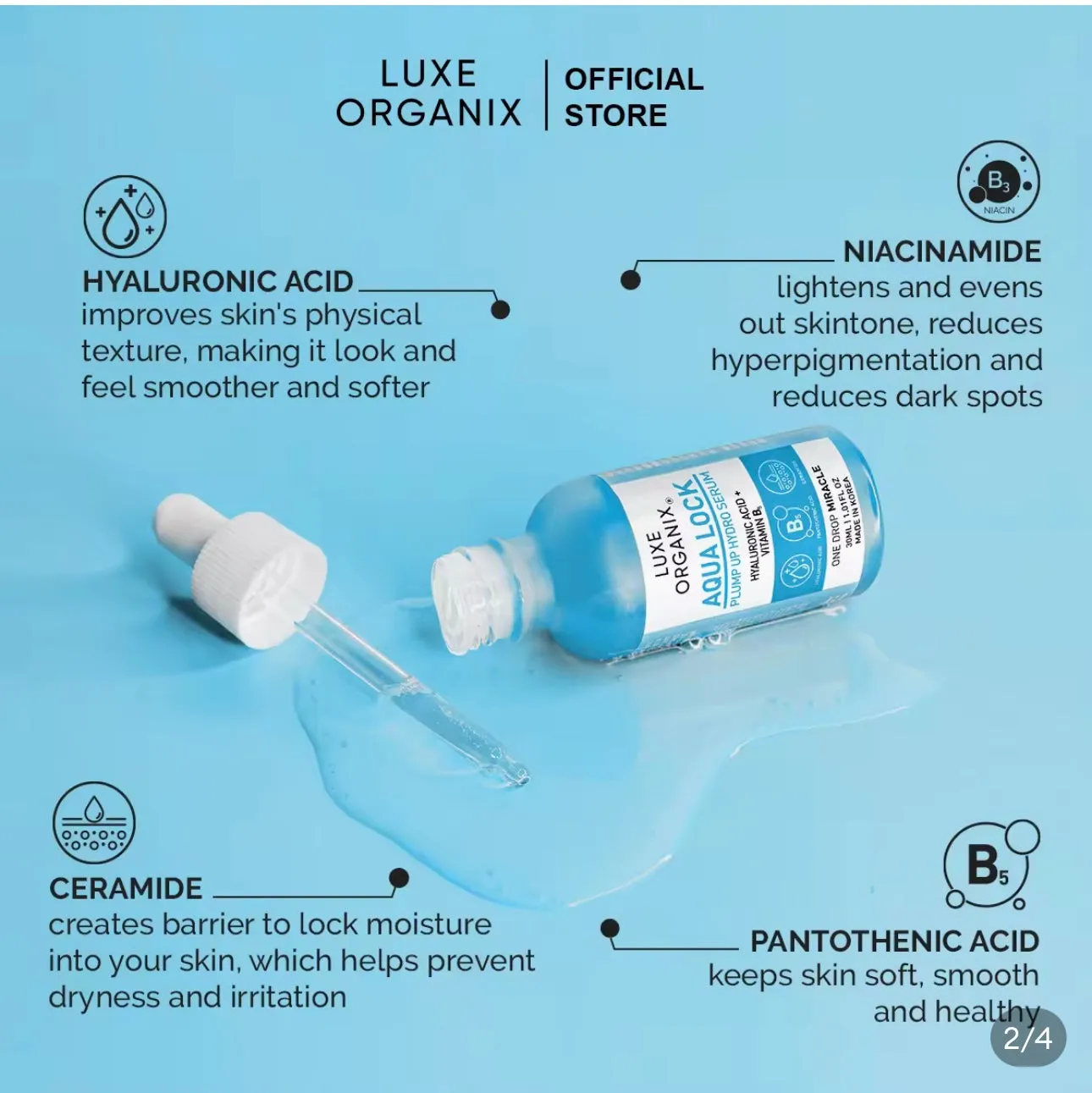 Luxe Organix - AQUA LOCK Hyaglow White serum 30 ml