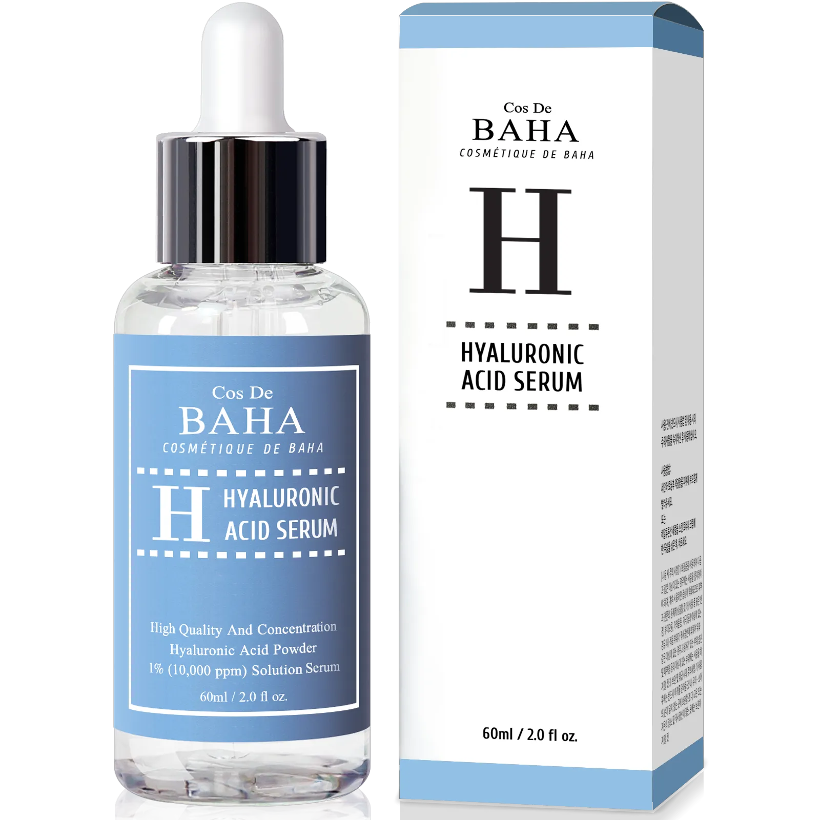 Pure Hyaluronic Acid 1% Powder Serum for Face 10,000ppm - Anti Aging   Fine Line   Intense Hydration   facial moisturizer   Visibly Plumped Skin 1Fl Oz (30ml/60ml)