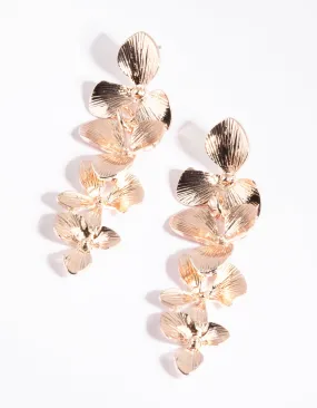 Rose Gold Flower Drop Earrings