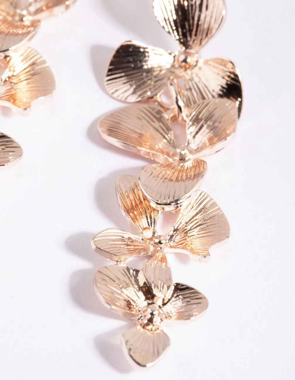 Rose Gold Flower Drop Earrings