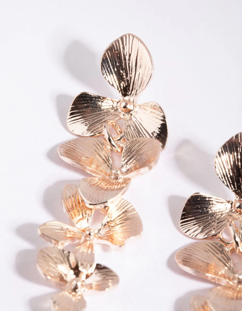Rose Gold Flower Drop Earrings