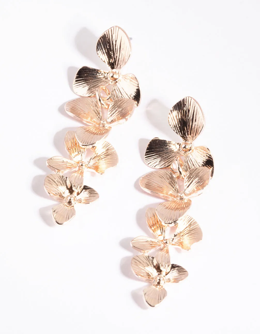Rose Gold Flower Drop Earrings