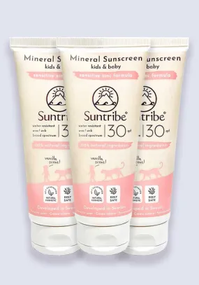 Suntribe Baby & Kids Natural Mineral Sunscreen Lotion SPF 30 100ml - 3 Pack Saver